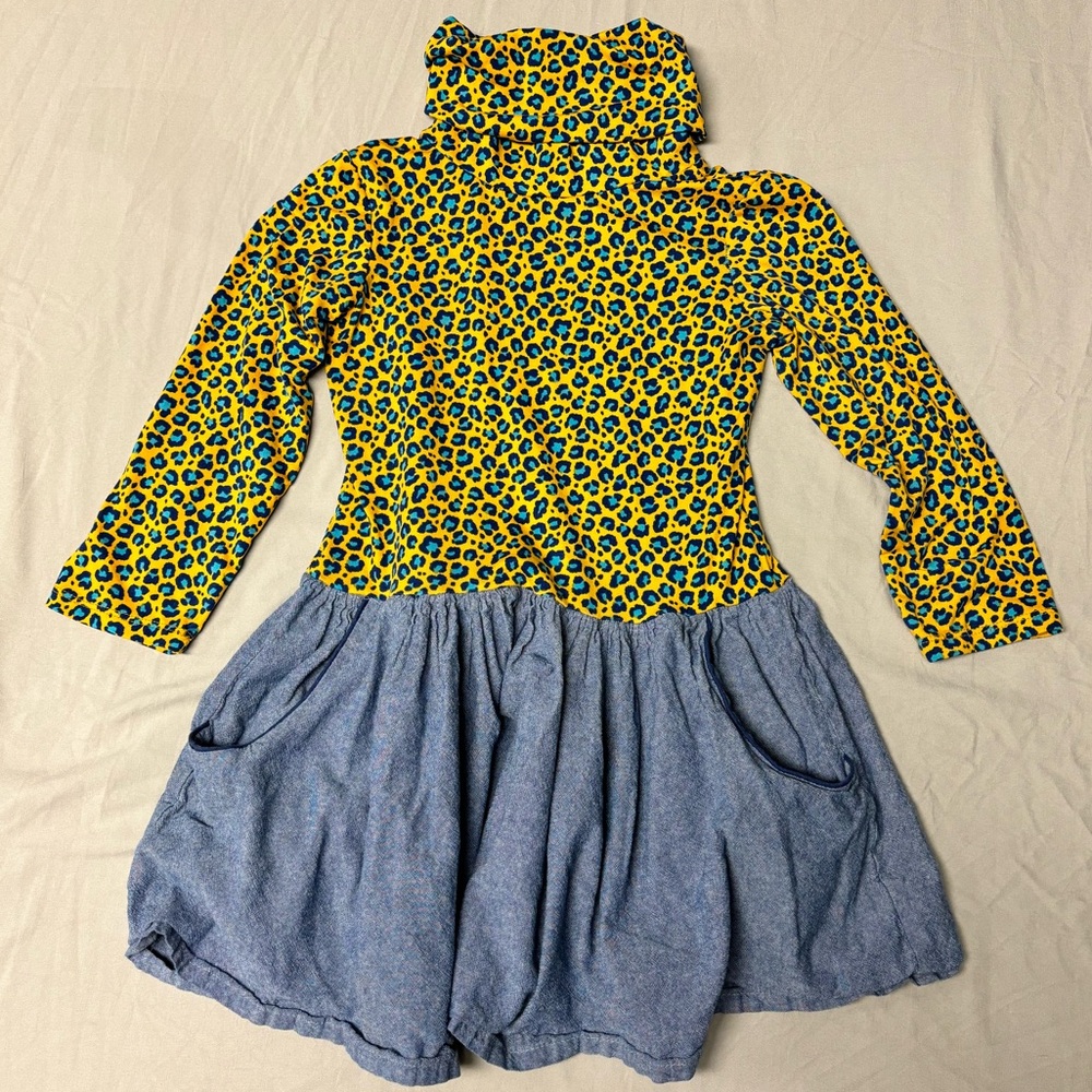 Five Loaves Two Fish Cheetah Print Denim Dress Girl Kid Animal Fall, Size 7
